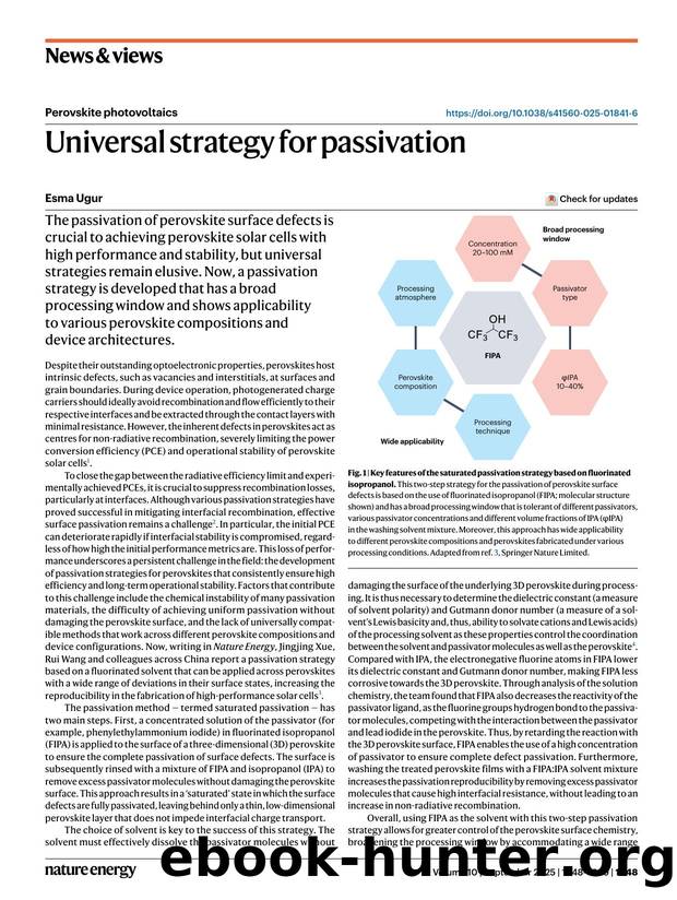 Universal strategy for passivation by Esma Ugur