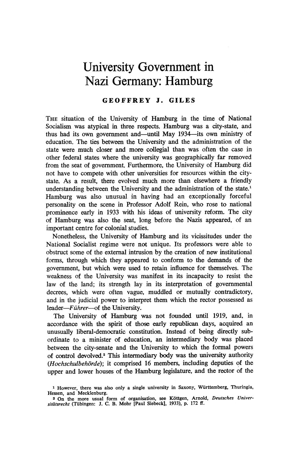 University Government in Nazi Germany, Hamburg by Unknown