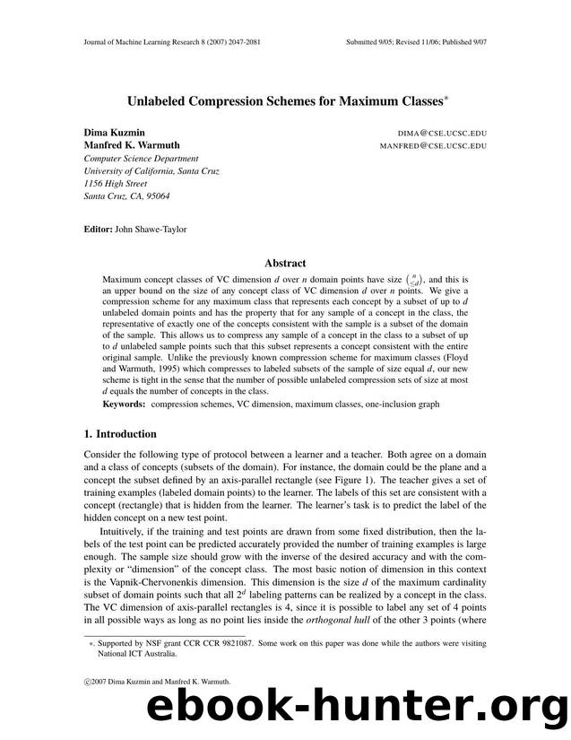 Unlabeled Compression Schemes for Maximum Classes by Unknown