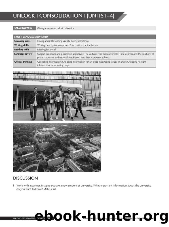 Unlock 3e Level 1 Consolidation Units 1-4 Worksheets by Unknown