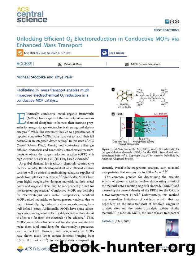 Unlocking Efficient O2 Electroreduction in Conductive MOFs via Enhanced Mass Transport by Michael Stodolka (ORCID: g/0000-0001-6394-2618) & Jihye Park (ORCID: g/0000-0002-8644-2103)