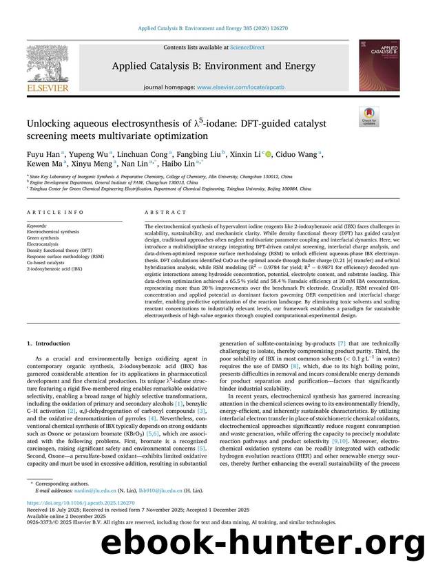Unlocking aqueous electrosynthesis of Î»5-iodane: DFT-guided catalyst screening meets multivariate optimization by unknow
