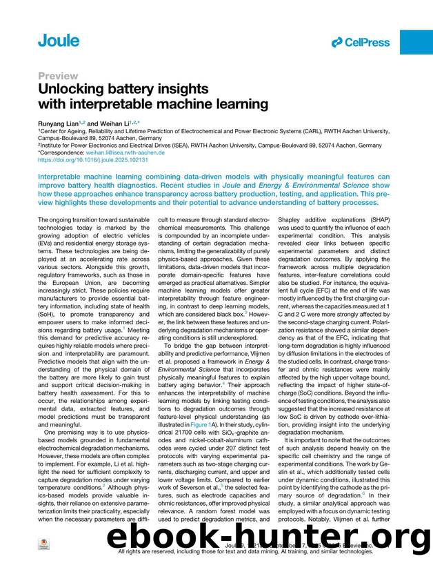 Unlocking battery insights with interpretable machine learning by Runyang Lian & Weihan Li