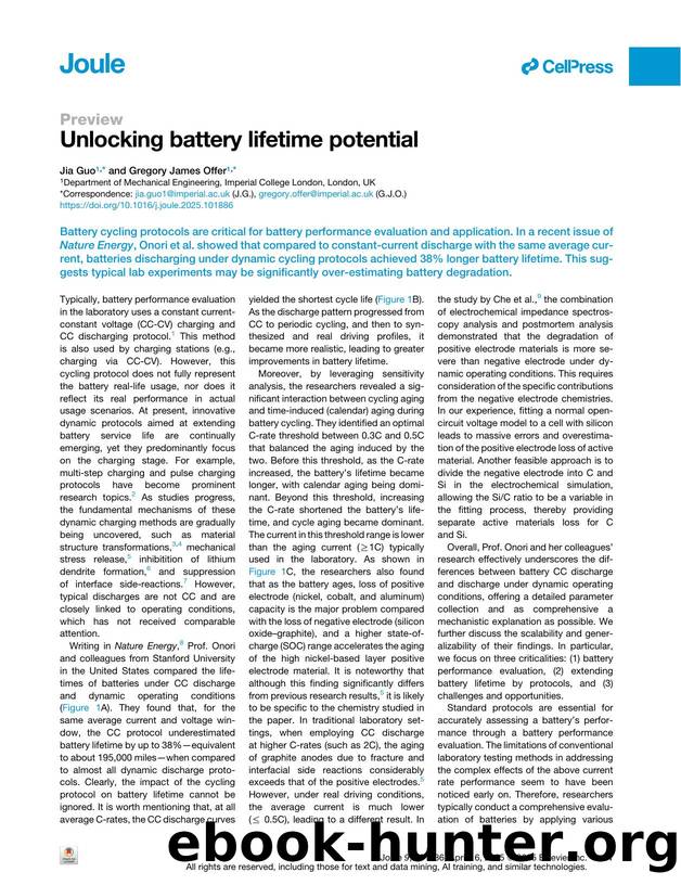 Unlocking battery lifetime potential by Jia Guo & Gregory James Offer
