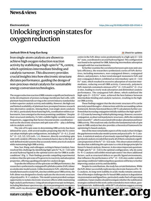Unlocking iron spin states for oxygen reduction by Jaehyuk Shim & Yung-Eun Sung