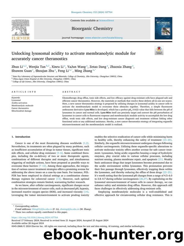 Unlocking lysosomal acidity to activate membranolytic module for accurately cancer theranostics by unknow