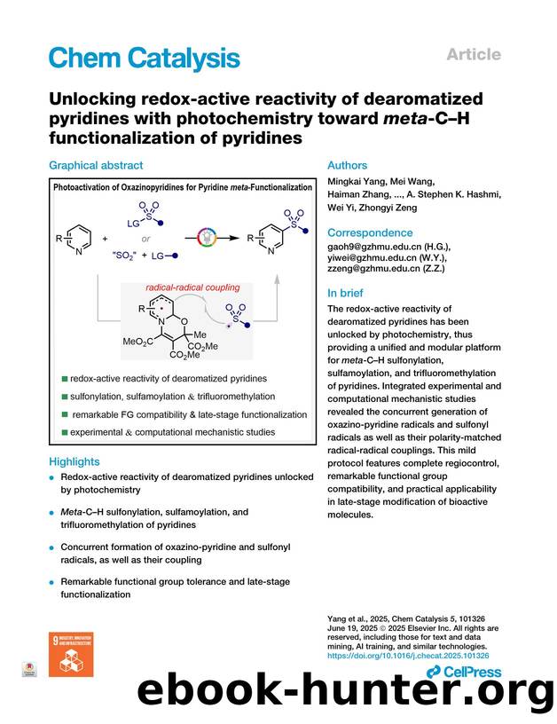 Unlocking redox-active reactivity of dearomatized pyridines with photochemistry toward meta-C-H functionalization of pyridines by unknow