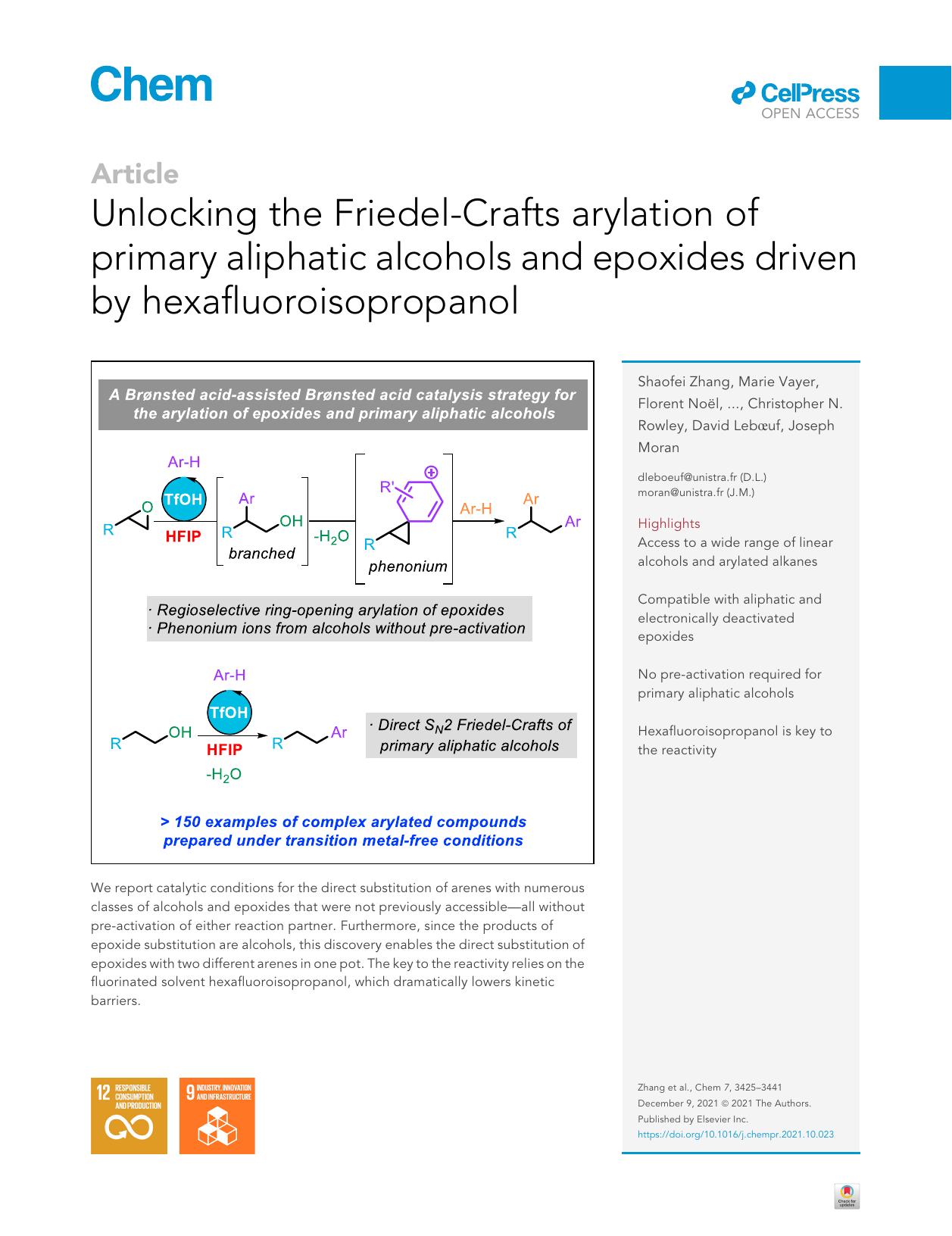 Unlocking the Friedel-Crafts arylation of primary aliphatic alcohols and epoxides driven by hexafluoroisopropanol by unknow