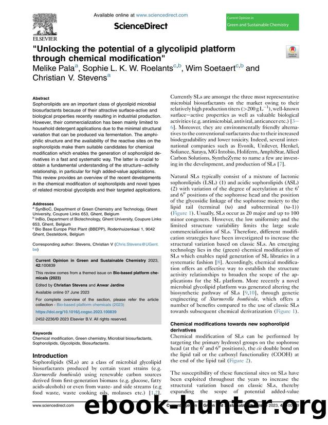 Unlocking the potential of a glycolipid platform through chemical modification by Melike Pala & Sophie L.K.W. Roelants & Wim Soetaert & Christian V. Stevens