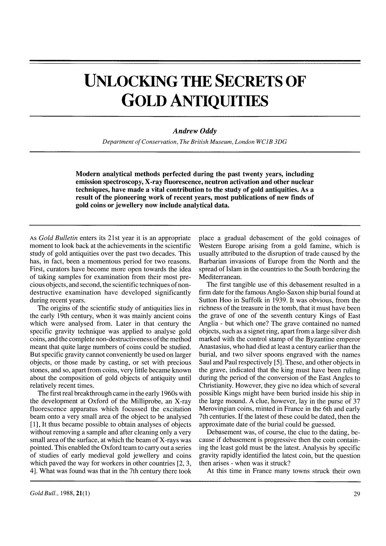 Unlocking the secrets of gold antiquities by Unknown