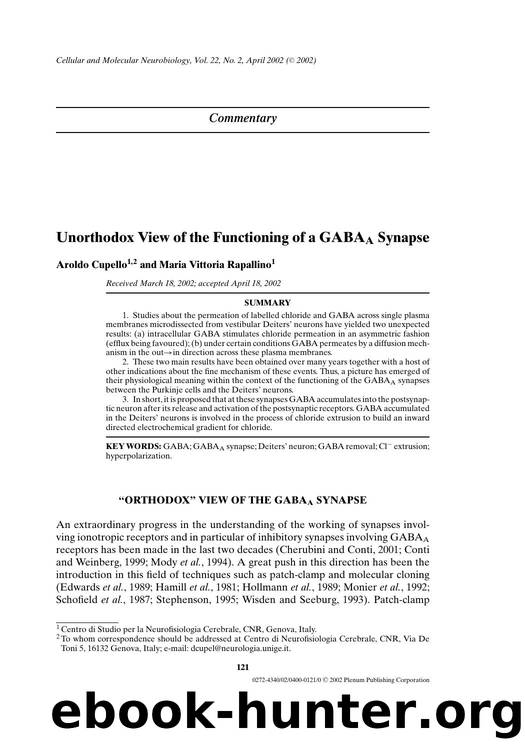 Unorthodox View of the Functioning of a GABA<Subscript>A<Subscript> Synapse by Unknown