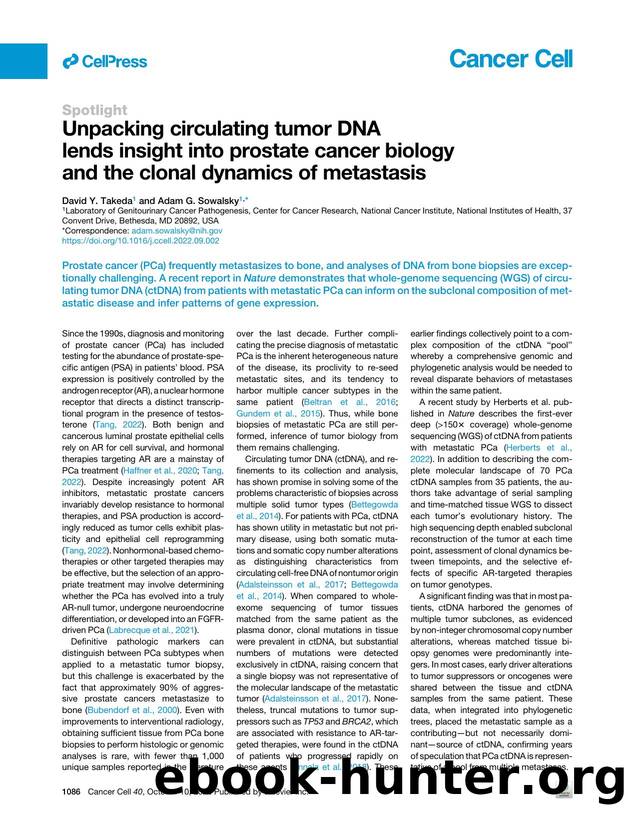 Unpacking circulating tumor DNA lends insight into prostate cancer biology and the clonal dynamics of metastasis by David Y. Takeda & Adam G. Sowalsky