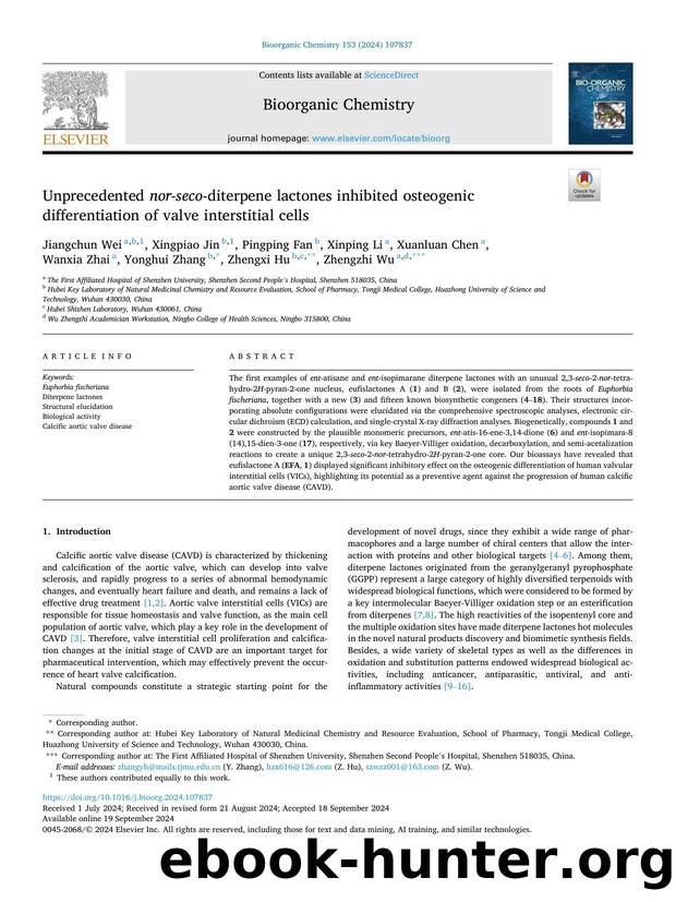 Unprecedented nor - seco -diterpene lactones inhibited osteogenic differentiation of valve interstitial cells by unknow