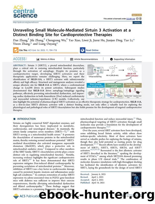 Unraveling Small Molecule-Mediated Sirtuin 3 Activation at a Distinct Binding Site for Cardioprotective Therapies by unknow