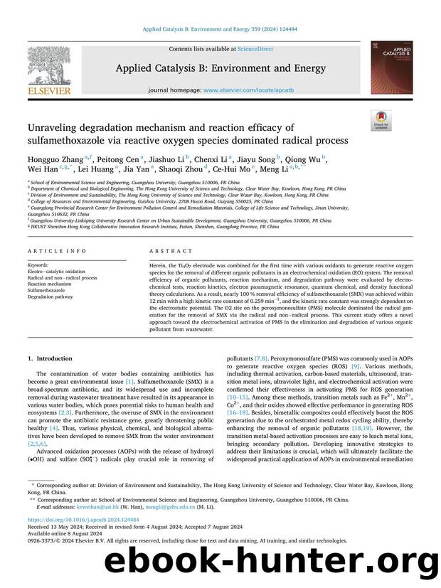 Unraveling degradation mechanism and reaction efficacy of sulfamethoxazole via reactive oxygen species dominated radical process by unknow