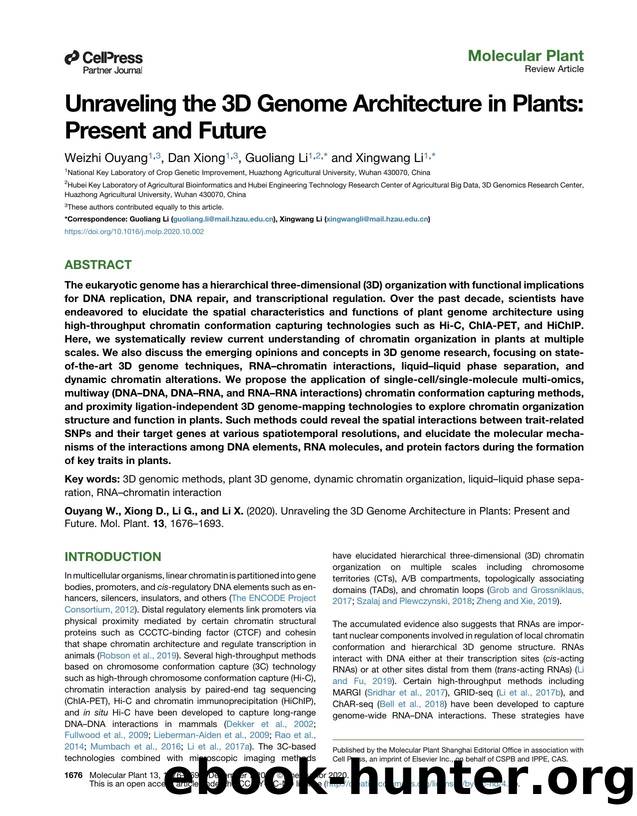 Unraveling the 3D Genome Architecture in Plants: Present and Future by Weizhi Ouyang & Dan Xiong & Guoliang Li & Xingwang Li