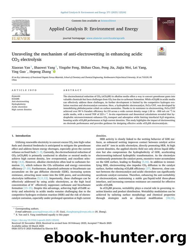 Unraveling the mechanism of anti-electrowetting in enhancing acidic CO2 electrolysis by unknow