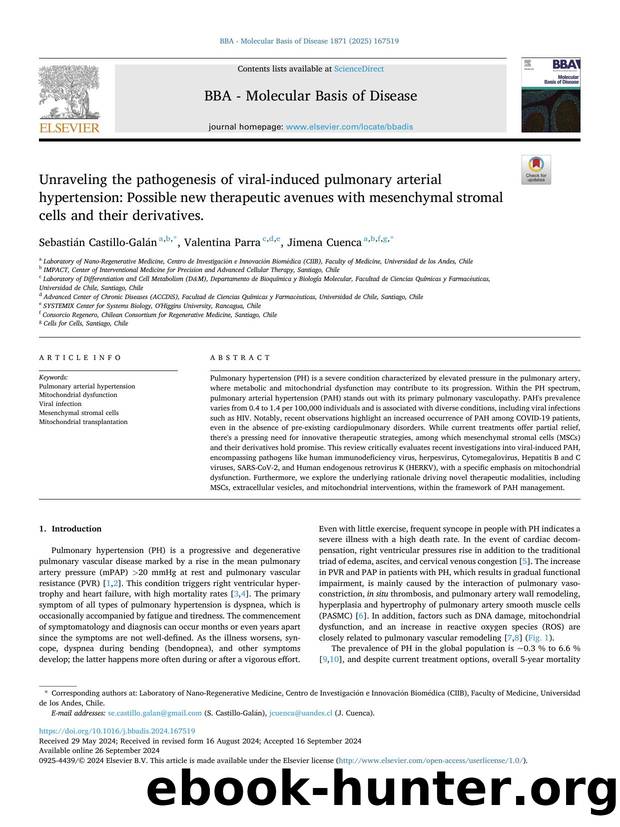 Unraveling the pathogenesis of viral-induced pulmonary arterial hypertension: Possible new therapeutic avenues with mesenchymal stromal cells and their derivatives. by Sebastián Castillo-Galán & Valentina Parra & Jimena Cuenca