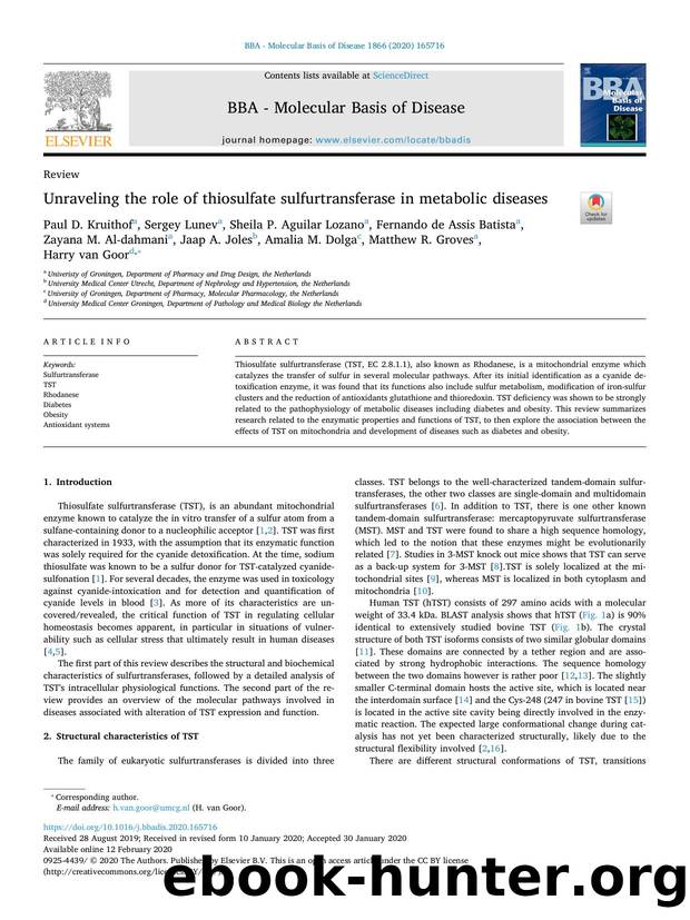 Unraveling the role of thiosulfate sulfurtransferase in metabolic diseases by unknow