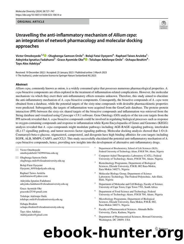 Unravelling the anti-inflammatory mechanism of Allium cepa: an integration of network pharmacology and molecular docking approaches by unknow
