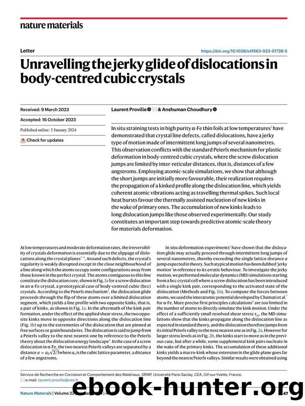Unravelling the jerky glide of dislocations in body-centred cubic crystals by Laurent Proville & Anshuman Choudhury