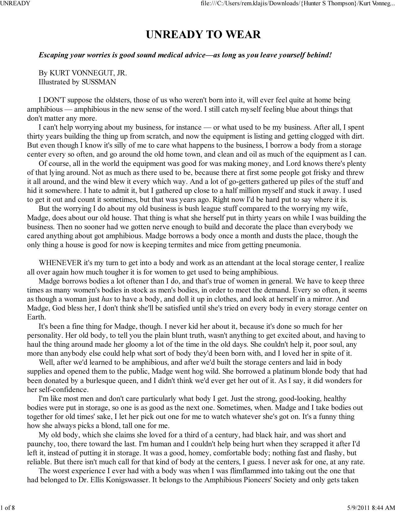 Unready to Wear by Kurt Vonnegut