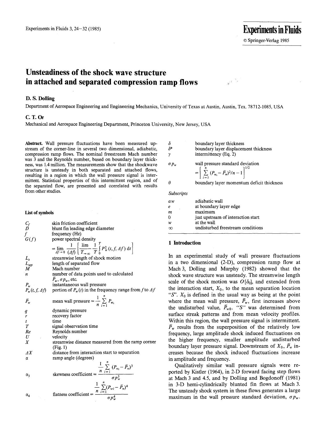 Unsteadiness of the shock wave structure in attached and separated compression ramp flows by Unknown