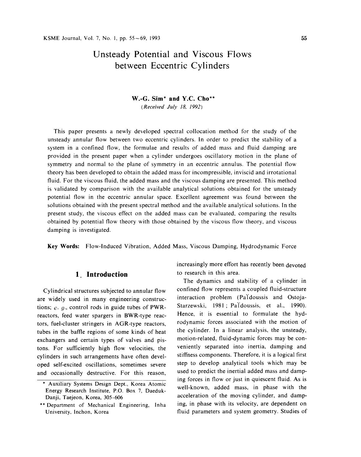 Unsteady potential and viscous flows between eccentric cylinders by Unknown