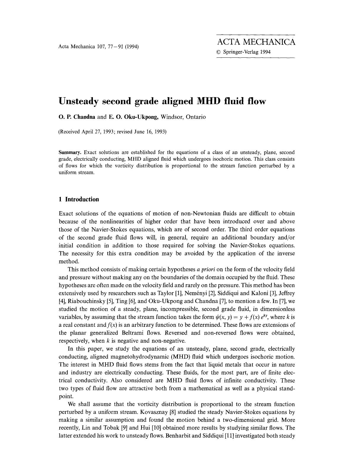 Unsteady second grade aligned MHD fluid flow by Unknown