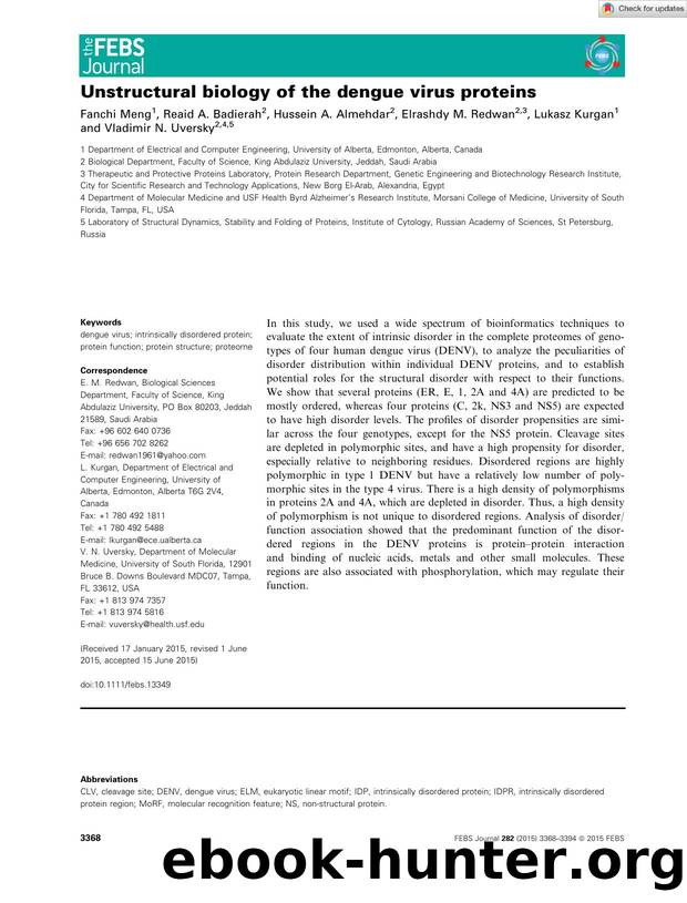 Unstructural biology of the dengue virus proteins by Unknown