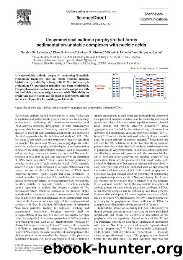Unsymmetrical cationic porphyrin that forms sedimentation-unstable complexes with nucleic acids by Natalya Sh. Lebedeva & Elena S. Yurina & Aleksey N. Kiselev & Mikhail A. Lebedev & Sergey A. Syrbu