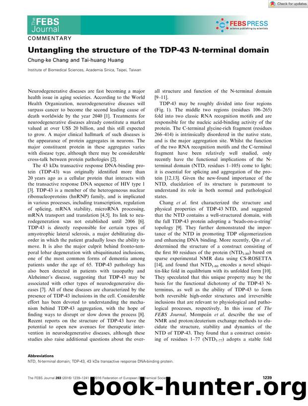 Untangling the structure of the TDPâ43 Nâterminal domain by Unknown