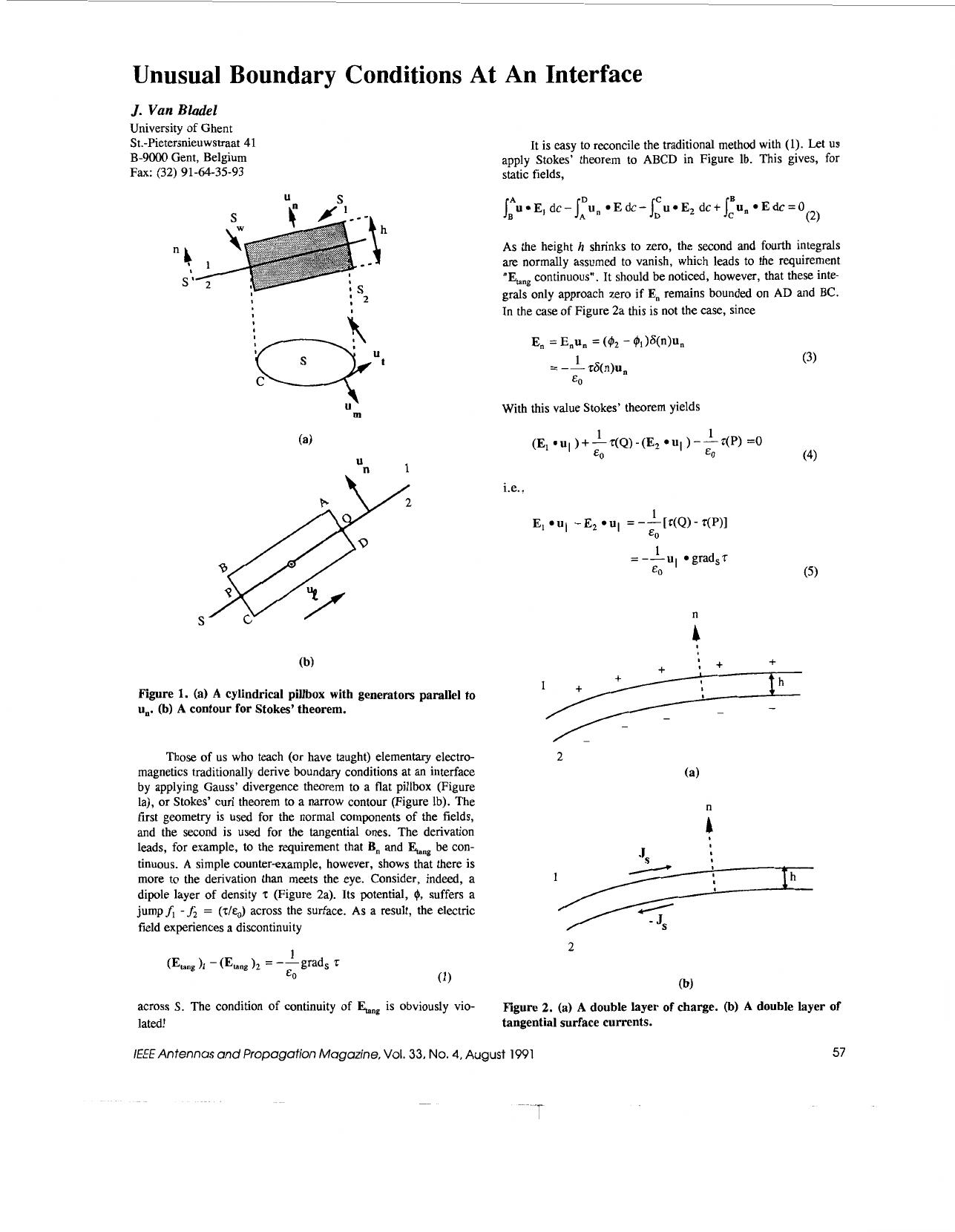 Unusual boundary conditions at an interface (EM theory) - IEEE Antennas and Propagation Magazine by IEEE
