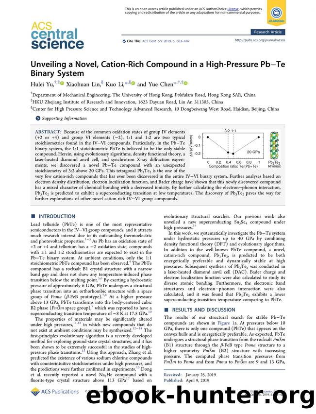 Unveiling a Novel, Cation-Rich Compound in a High-Pressure PbâTe Binary System by unknow