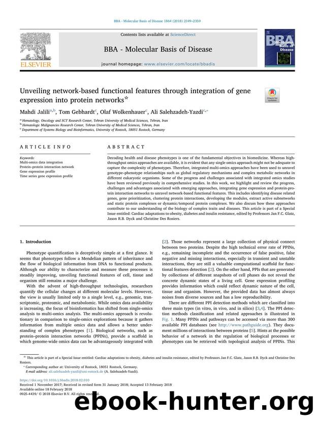 Unveiling network-based functional features through integration of gene expression into protein networks by Mahdi Jalili & Tom Gebhardt & Olaf Wolkenhauer & Ali Salehzadeh-Yazdi
