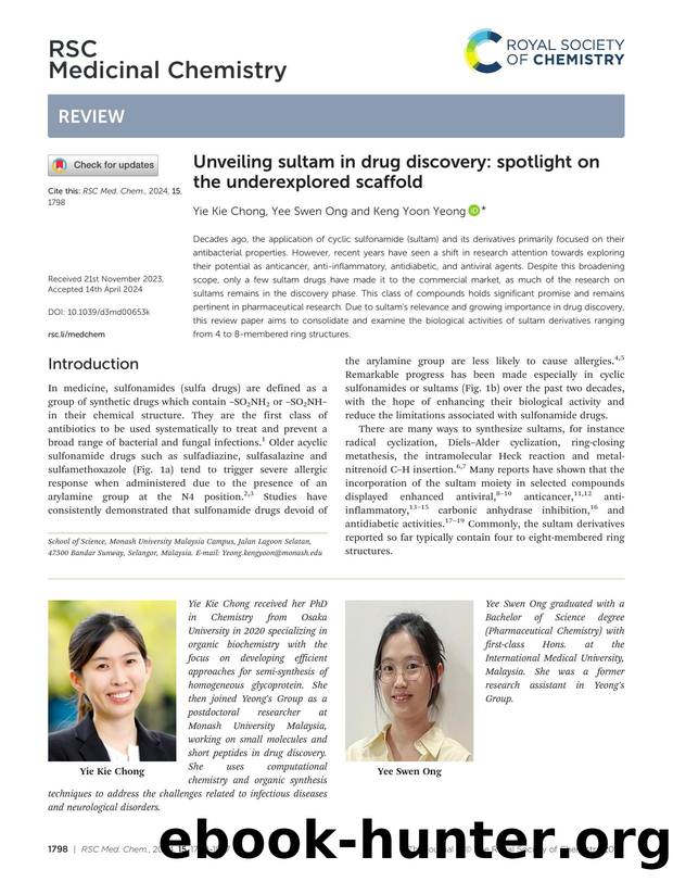 Unveiling sultam in drug discovery: spotlight on the underexplored scaffold by Yie Kie Chong & Yee Swen Ong & Keng Yoon Yeong