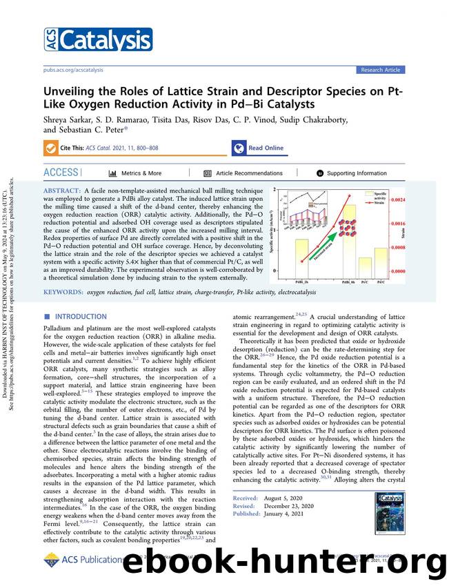 Unveiling the Roles of Lattice Strain and Descriptor Species on Pt-Like Oxygen Reduction Activity in PdâBi Catalysts by unknow