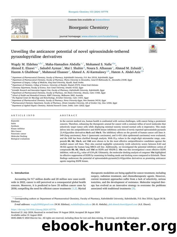 Unveiling the anticancer potential of novel spirooxindole-tethered pyrazolopyridine derivatives by unknow