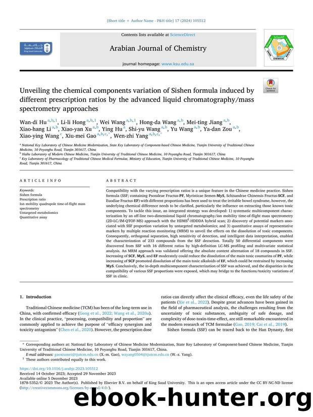 Unveiling the chemical components variation of Sishen formula induced by different prescription ratios by the advanced liquid chromatographymass spectrometry approaches by unknow