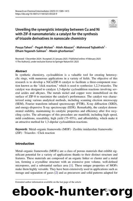 Unveiling the synergistic interplay between Cu and Ni with ZIF-8 nanomaterials: a catalyst for the synthesis of triazole derivatives in nanoscale chemistry by unknow