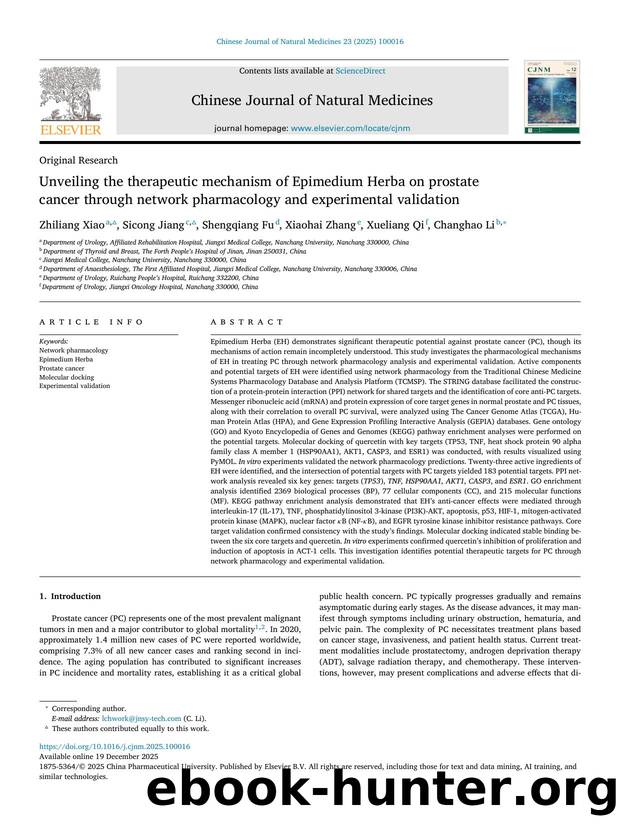 Unveiling the therapeutic mechanism of Epimedium Herba on prostate cancer through network pharmacology and experimental validation by Zhiliang Xiao & Sicong Jiang & Shengqiang Fu & Xiaohai Zhang & Xueliang Qi & Changhao Li