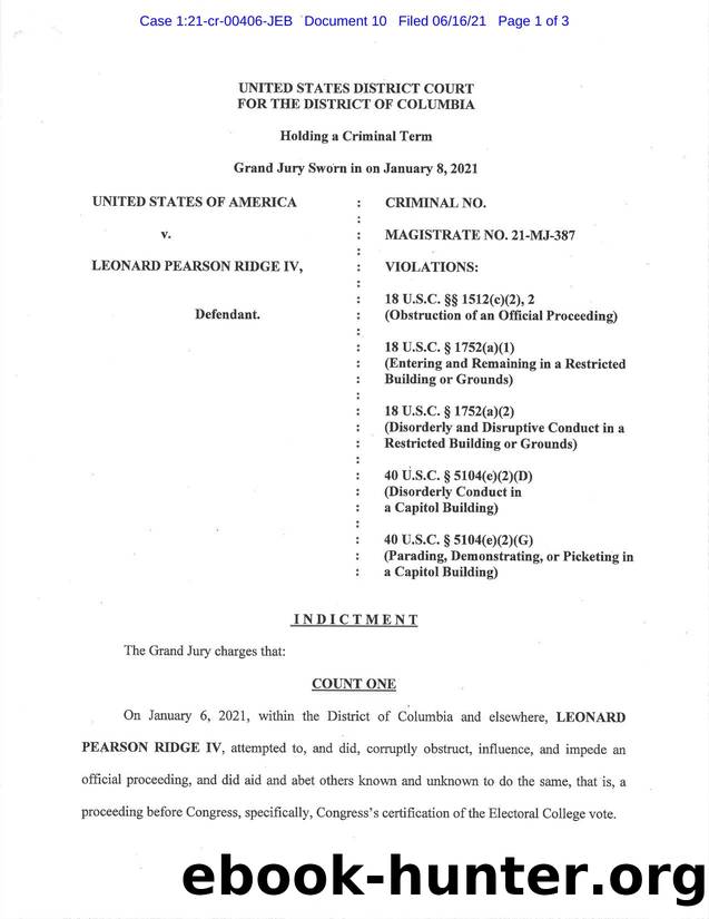 Updated Indictment Ridge.pdf by DiLorenzo Michael (USADC) & DiLorenzo & Michael (USADC)