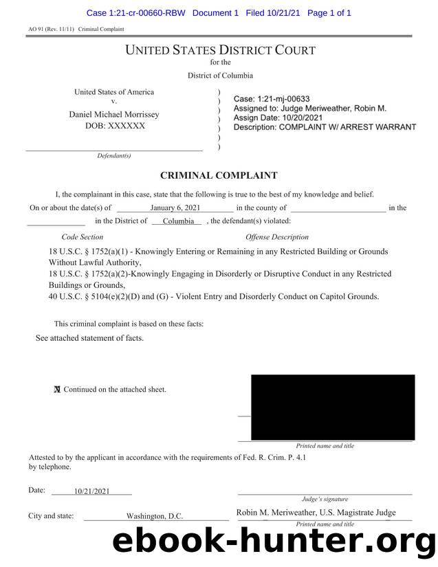 Updated-Draft-Daniel Morrissey-Complaint Warrant Generator Fillable.pdf by McManus Christopher (USADC) & McManus & Christopher (USADC)