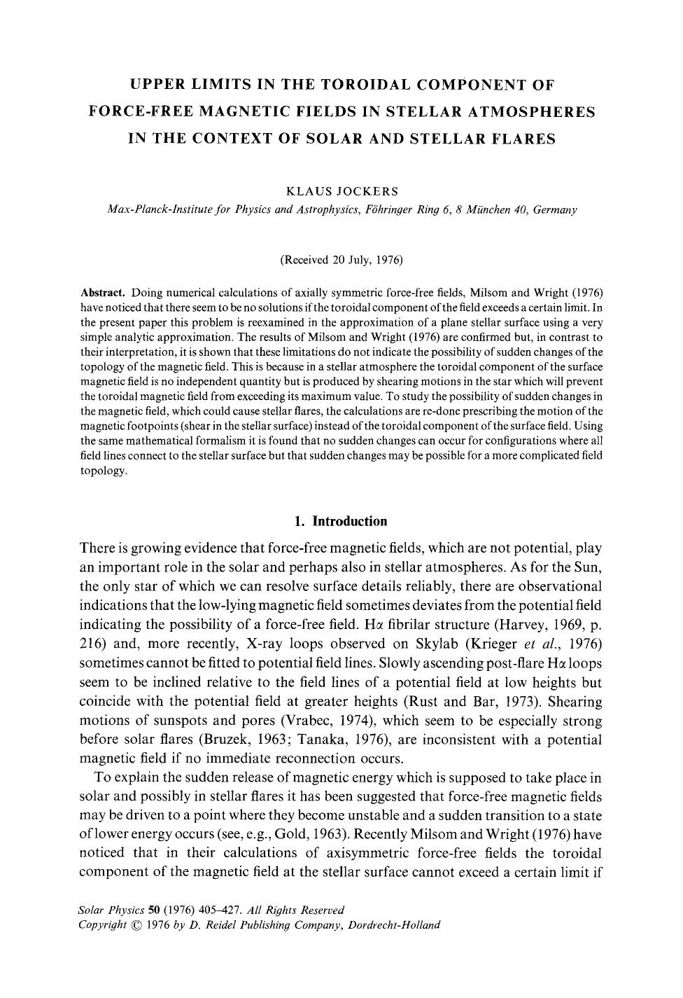 Upper limits in the toroidal component of force-free magnetic fields in stellar atmospheres in the context of solar and stellar flares by Unknown