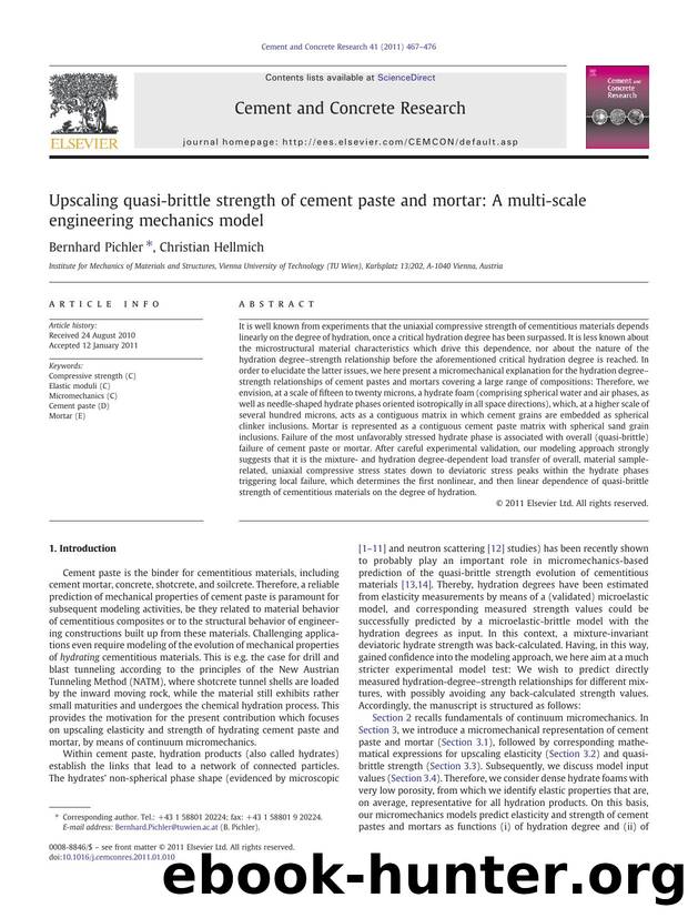 Upscaling quasi-brittle strength of cement paste and mortar: A multi-scale engineering mechanics model by Bernhard Pichler & Christian Hellmich