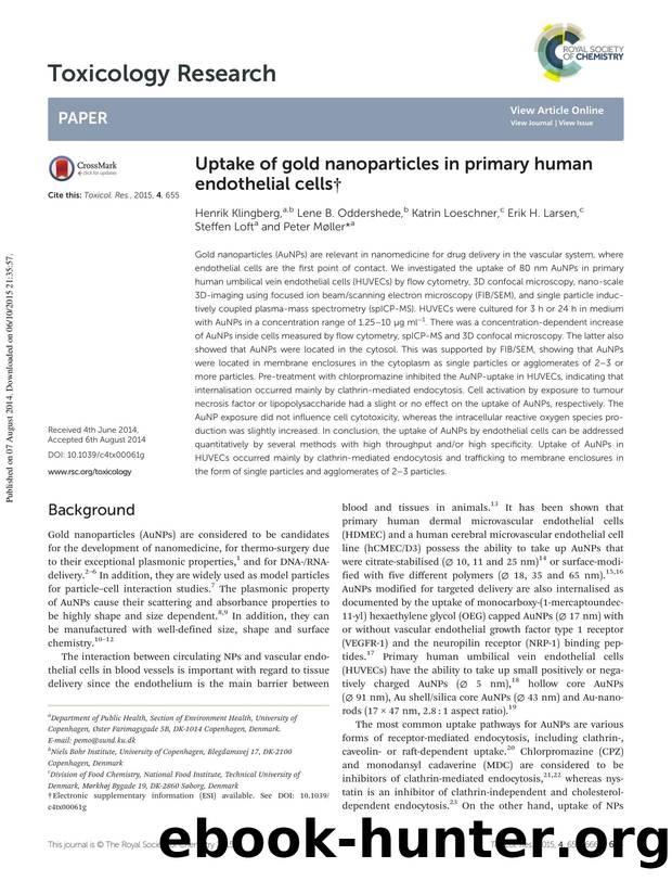 Uptake of gold nanoparticles in primary human endothelial cells by Henrik Klingberg Lene B. Oddershede Katrin Loeschner Erik H. Larsen Steffen Loft Peter Møller