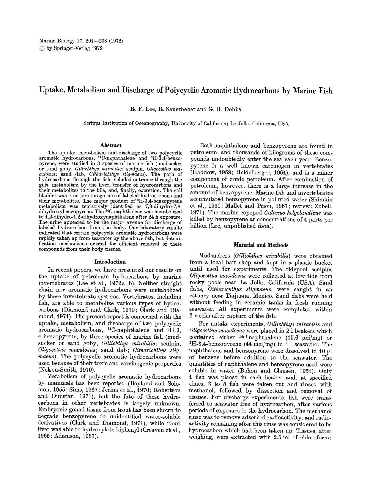 Uptake, metabolism and discharge of polycyclic aromatic hydrocarbons by marine fish by Unknown