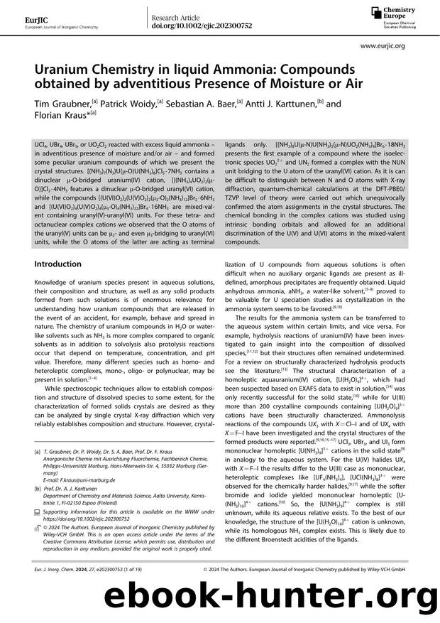 Uranium Chemistry in liquid Ammonia: Compounds obtained by adventitious Presence of Moisture or Air by Unknown