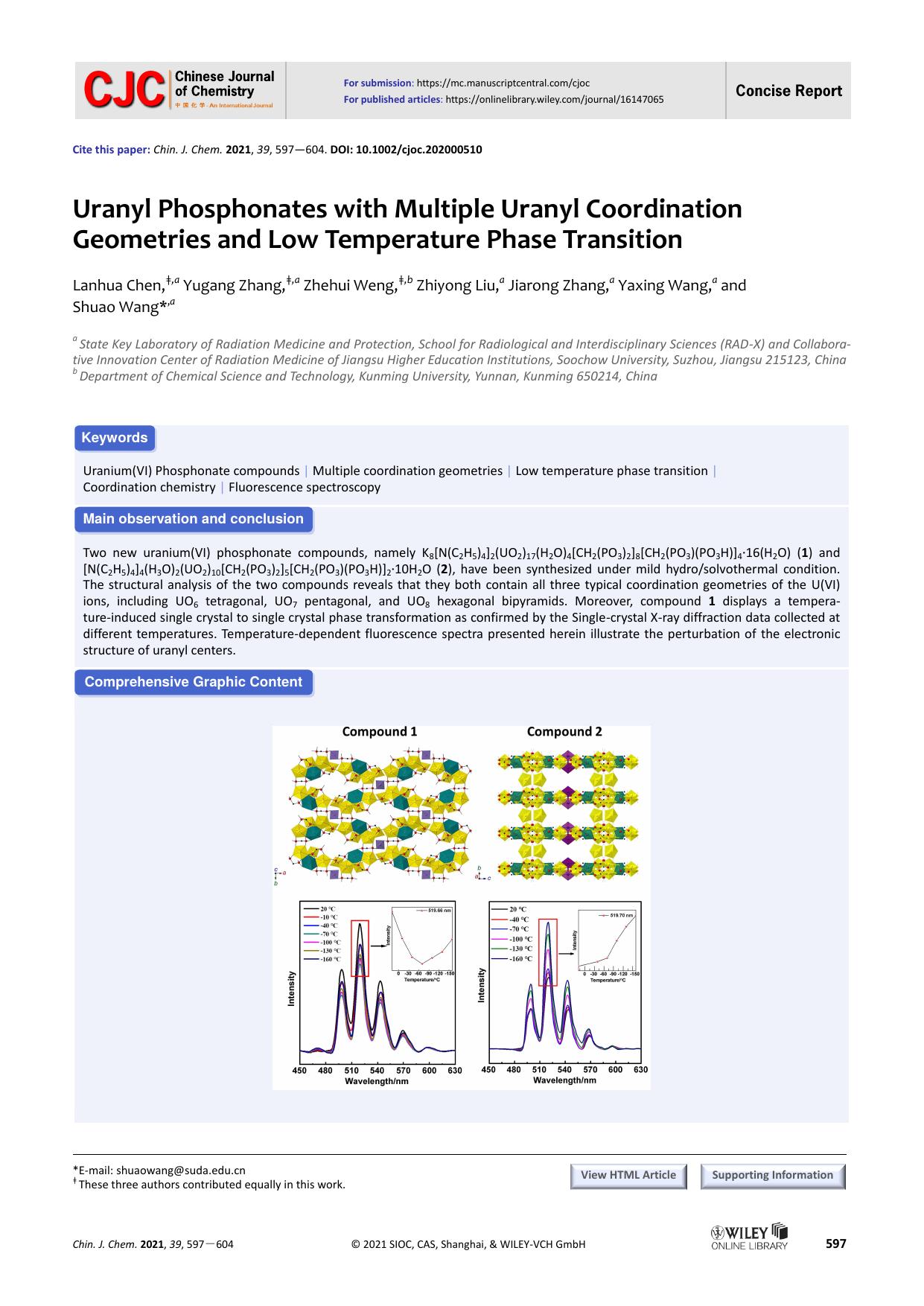 Uranyl Phosphonates with Multiple Uranyl Coordination Geometries and Low Temperature Phase Transition by USER
