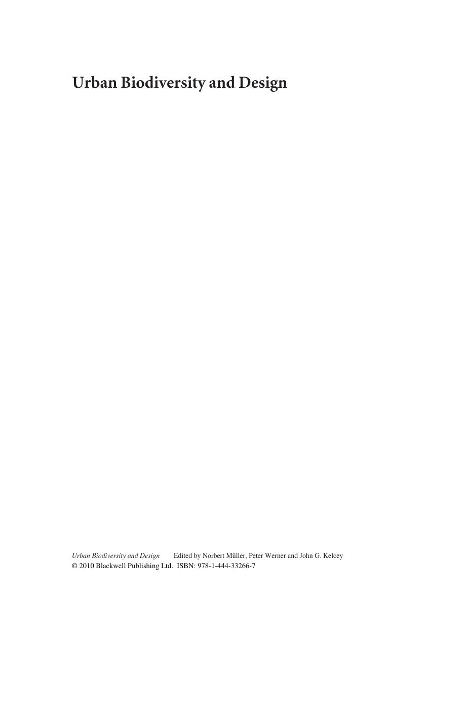 Urban biodiversity and design by Norbert Müller; Peter Werner; John G Kelcey; Zoological Society of London
